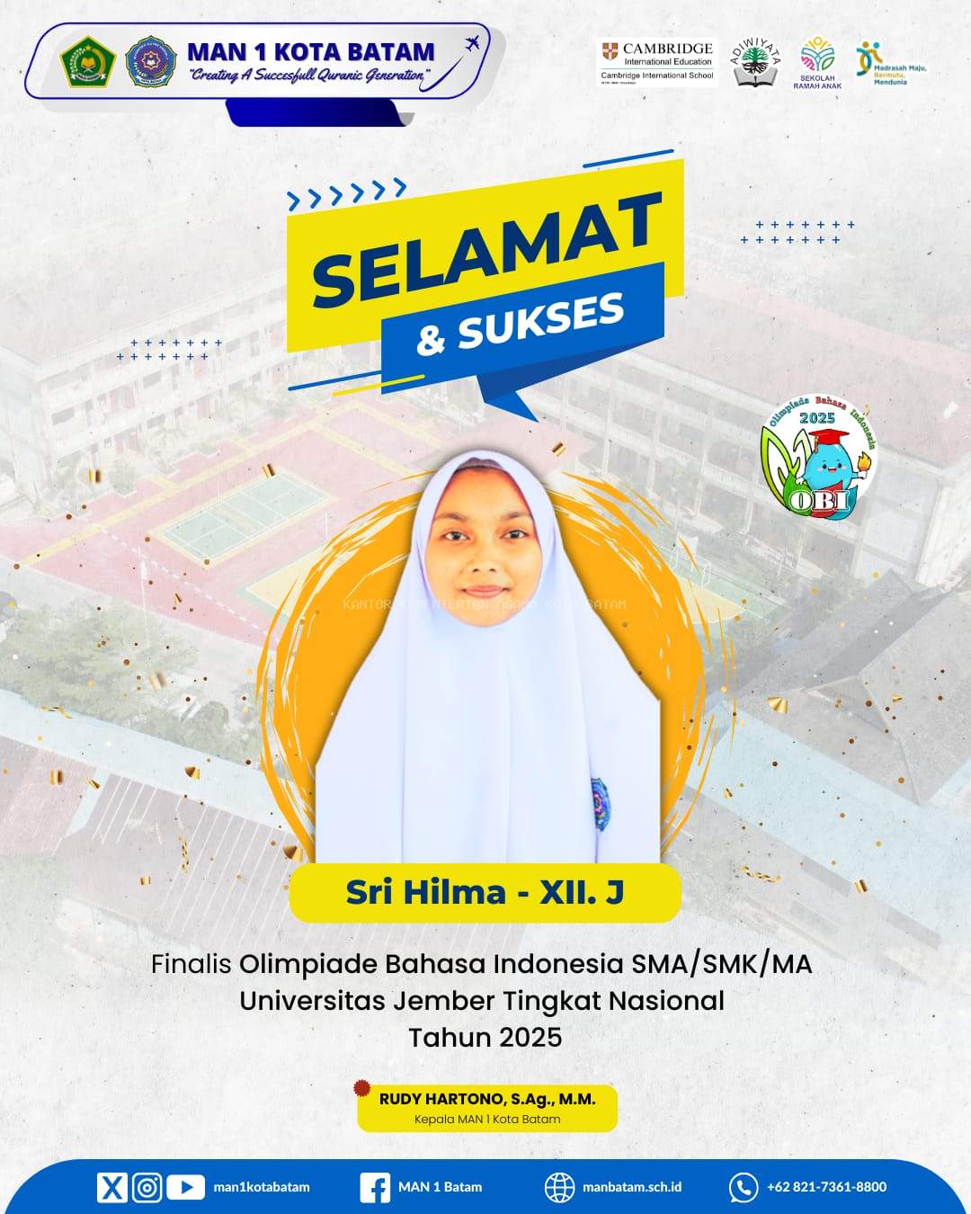 Sri Hilma, Siswi MAN 1 Kota Batam Sukses Jadi Finalis Olimpiade Bahasa dan Sastra Indonesia Tingkat Nasional di Universitas Jember