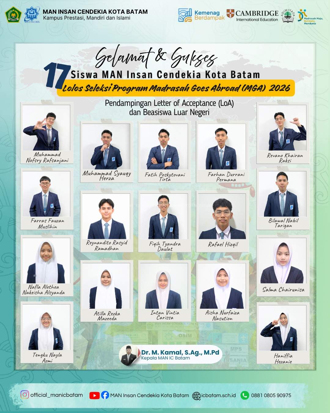 17 Siswa MAN Insan Cendekia Batam Lolos Seleksi Program Madrasah Goes Abroad (MGA) 2026