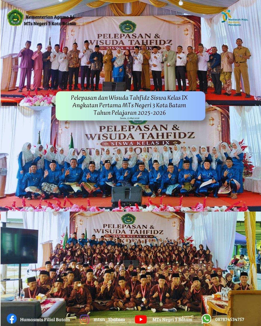 Resdin Efendi Pasaribu Puji Capaian Angkatan Pertama MTsN 3 Kota Batam: Madrasah Jadi Pilihan Utama Masyarakat.
