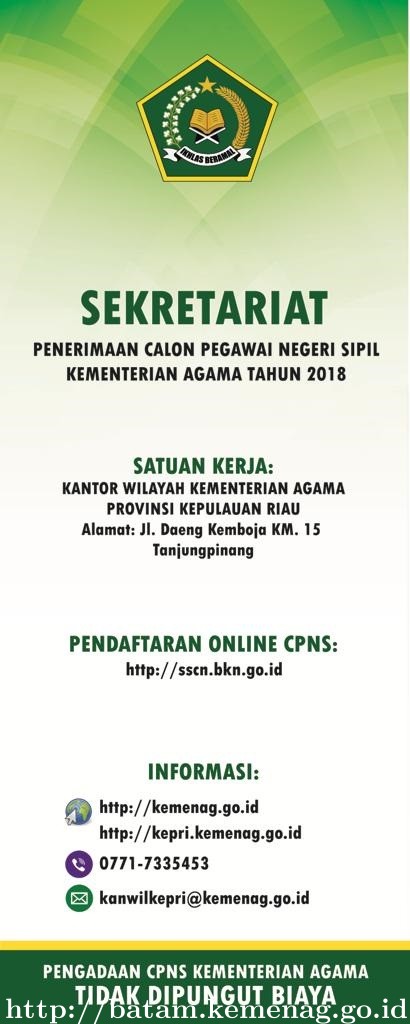 Alokasi Formasi CPNS Kementerian Agama Kantor Wilayah Provinsi Kepulauan Riau (Igrafis) 